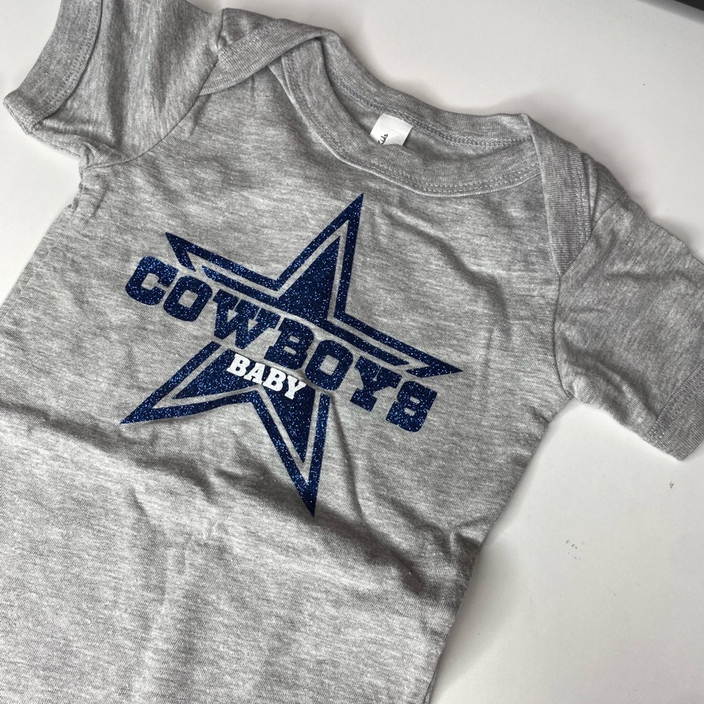 Gray Cowboys Baby Onesie